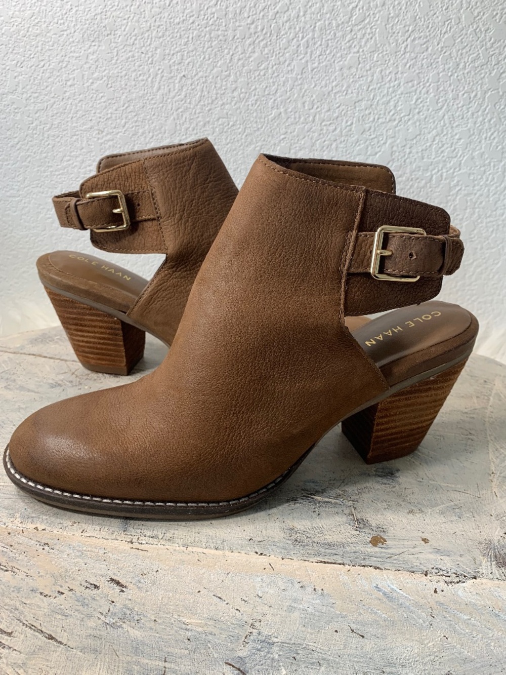 Cole Haan Pippa Slingback Booties Brown Leather Women's Size 8 W17664